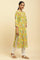 Yellow Floral Printed Cotton Kurta With Lace