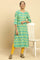 Green Geometric Printed Cotton Kurta