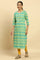 Green Geometric Printed Cotton Kurta