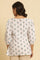 White Printed Top Wit Lace And Puffed Sleeves