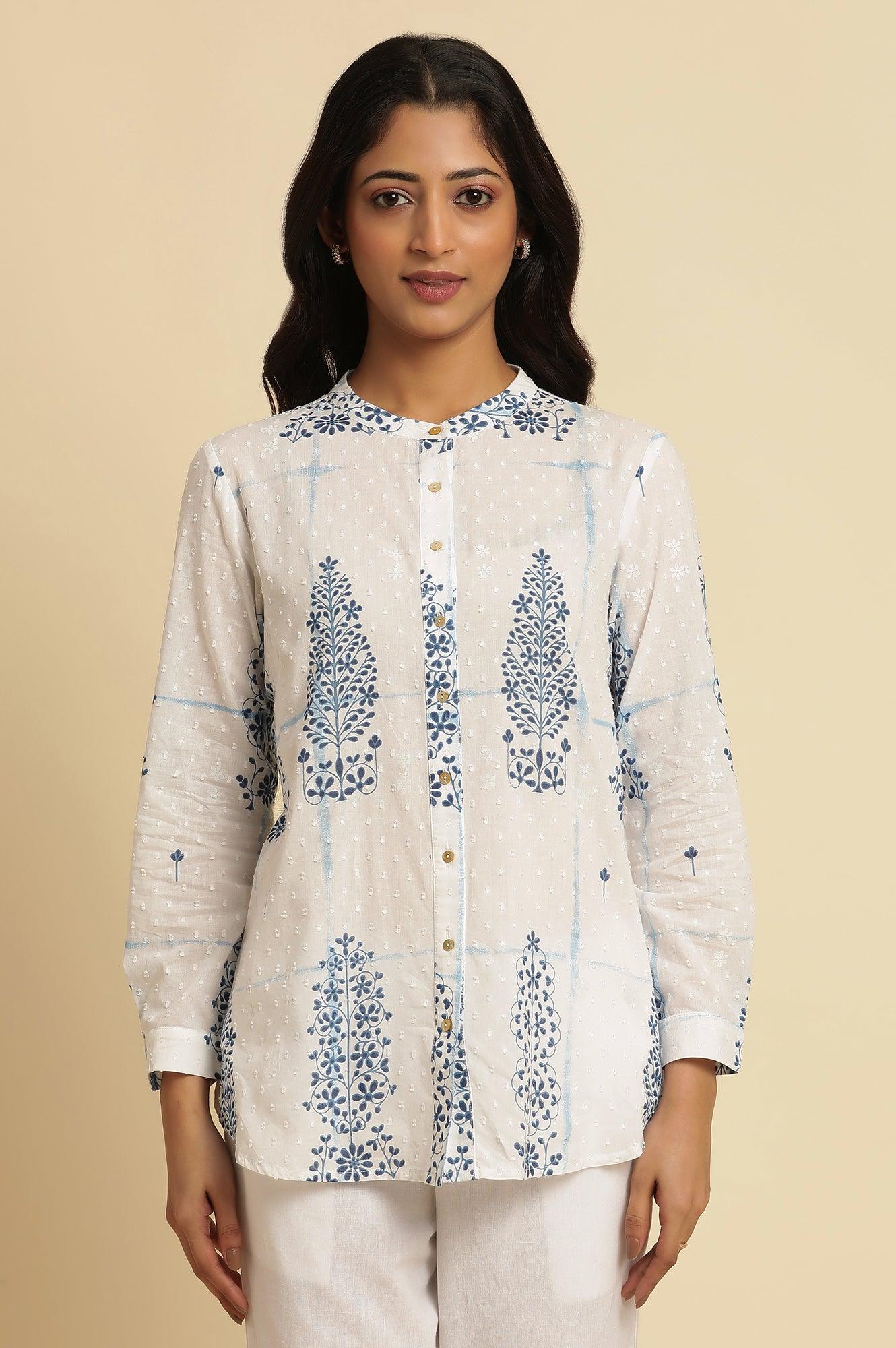 White Printed Cotton Shirt