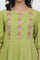 Green Thread Embroidered Peplum Top