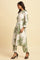 White Floral Printed Textured Cotton Kurta And Pants Co-Ord Set