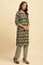 Black Printed Straight Kurta And Pants Set