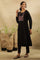 Black  Embroidered Rayon Crepe  Kurta