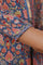 Blue Floral Multi-Colored Hand Block Print Kurta, Pants And Dupatta Set