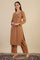 Brown Yarn Dyed Sequins Straight Kurta & Pant Set