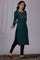 Blue Embroidered Thread Work Acrylic Straight Kurta