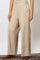 Beige Solid Rayon Parallel Pants
