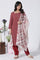 Red Printed Mirror Work Straight Kurta, Salwar With Dupatta Set