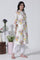 White Floral Printed Cotton Kurta And Straight Pants Set