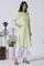 White & Green Checker Cotton Kurta, Pants With Dupatta Set