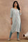 Blue Printed Cotton Dobby Kurta And Tights