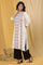 White Printed Kurta And Flared Pants Set