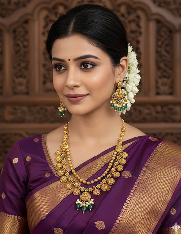 Designer Elegant Matt Kempu Necklace Set