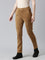 Women Solid Light Brown Mid Rise Suede Treggings