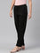 Women Solid Black Viscose Mid Rise Casual Pants