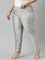 Women Silver Solid Mid Rise Metallic Pants