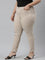 Women Beige Stripe Printed Mid Rise Jeggings