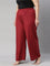 Women Light Maroon Solid Linen Palazzos