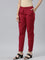 Women Solid Light Maroon Mid Rise Cotton Pants