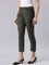 Women Solid Olive Green Crepe Pants