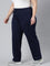 Women Solid Navy Mid Rise Track Pant