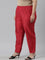 Women Cherry Red Solid Mid Rise Metallic Pants