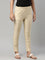 Women Dark Cream Solid Mid Rise Metallic Pants