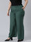 Women Bottle Green Solid Linen Palazzos