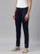 Women Solid Navy Mid Rise Shiny Pants