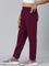 Girls Solid Plum Mid Rise Track Pants