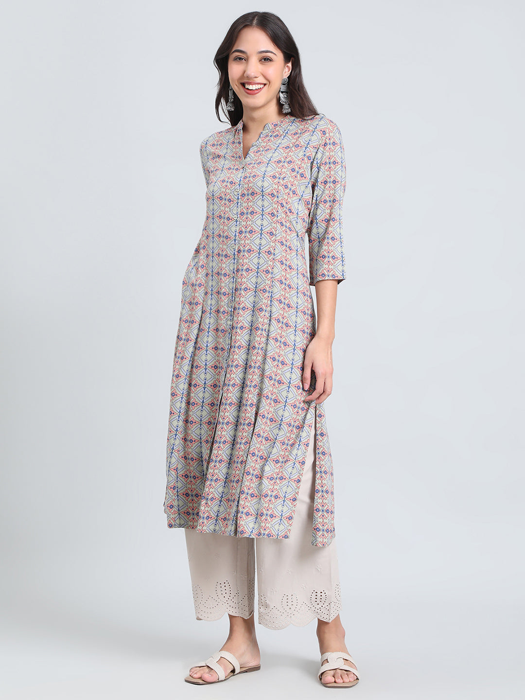 Viscose Geometric Aztec Print A-Line Kurta