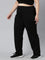 Women Solid Black Mid Rise Track Pant