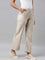 Women Solid Beige Linen Cargo Pant