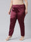 Dark Wine Polyester Shiny Pants