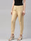 Women Light Gold Solid Mid Rise Metallic Pants