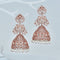 Zirconia Peacock Pattern Rose Gold Polish Jhumka Earrings