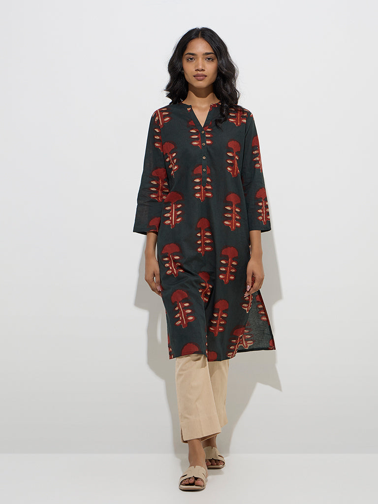 Utsa Beige Solid Cotton Ethnic Pants 