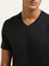 WES Casuals Black Plain Cotton Blend Relaxed-Fit T-Shirt