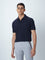 WES Casuals Navy Cotton Blend Relaxed-Fit Polo T-Shirt