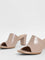 LUNA BLU Mida Rendered Nude-Colored Mule Heel Sandals