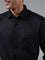 WES Formals Solid Black Relaxed Fit Shirt