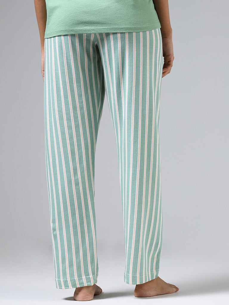 Wunderlove Sage Green Striped Pyjamas – Cherrypick