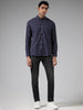 WES Casuals Blue Checked Slim Fit Shirt