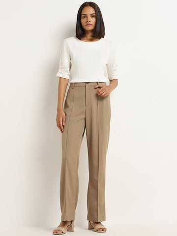 Wardrobe Beige Solid Trousers