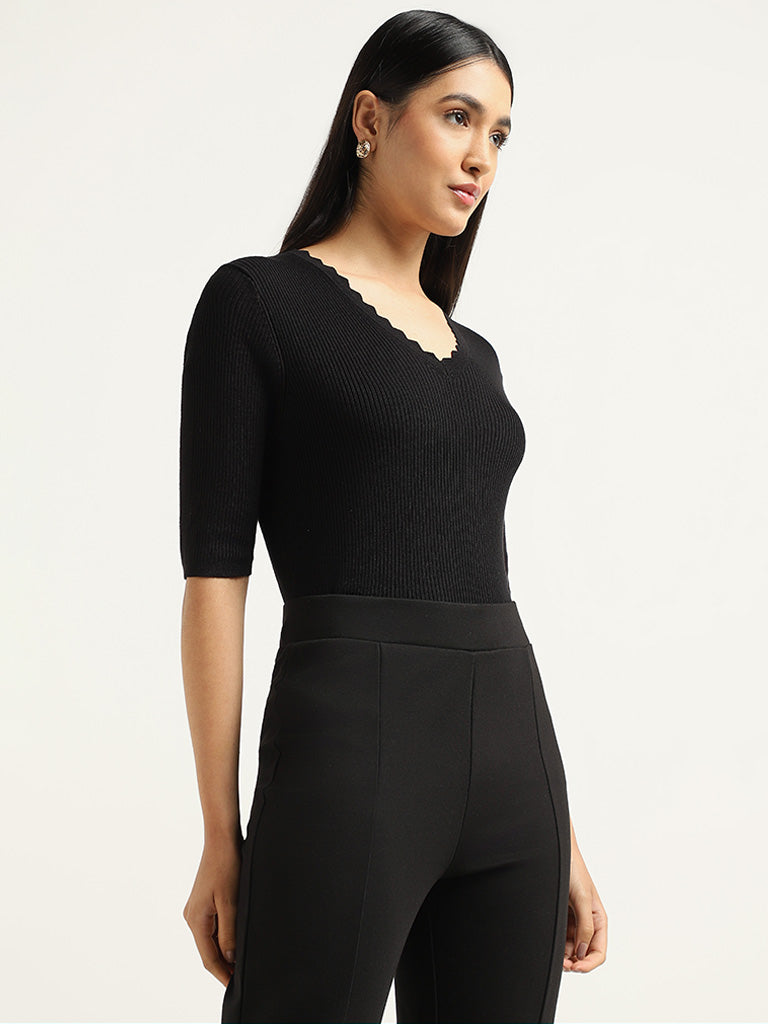 Wardrobe Black Ribbed Top