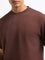 Studiofit Brown Self-Patterned Relaxed Fit T-Shirt