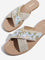 LUNA BLU Blue Floral Embroidered Slides