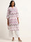 Utsa Lilac Straight Fit Chevron Print Kurta